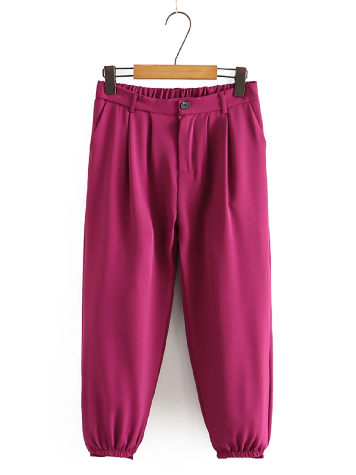 Плюс размер [распродажа] однотонные эластичные шаровары с высокой талией и