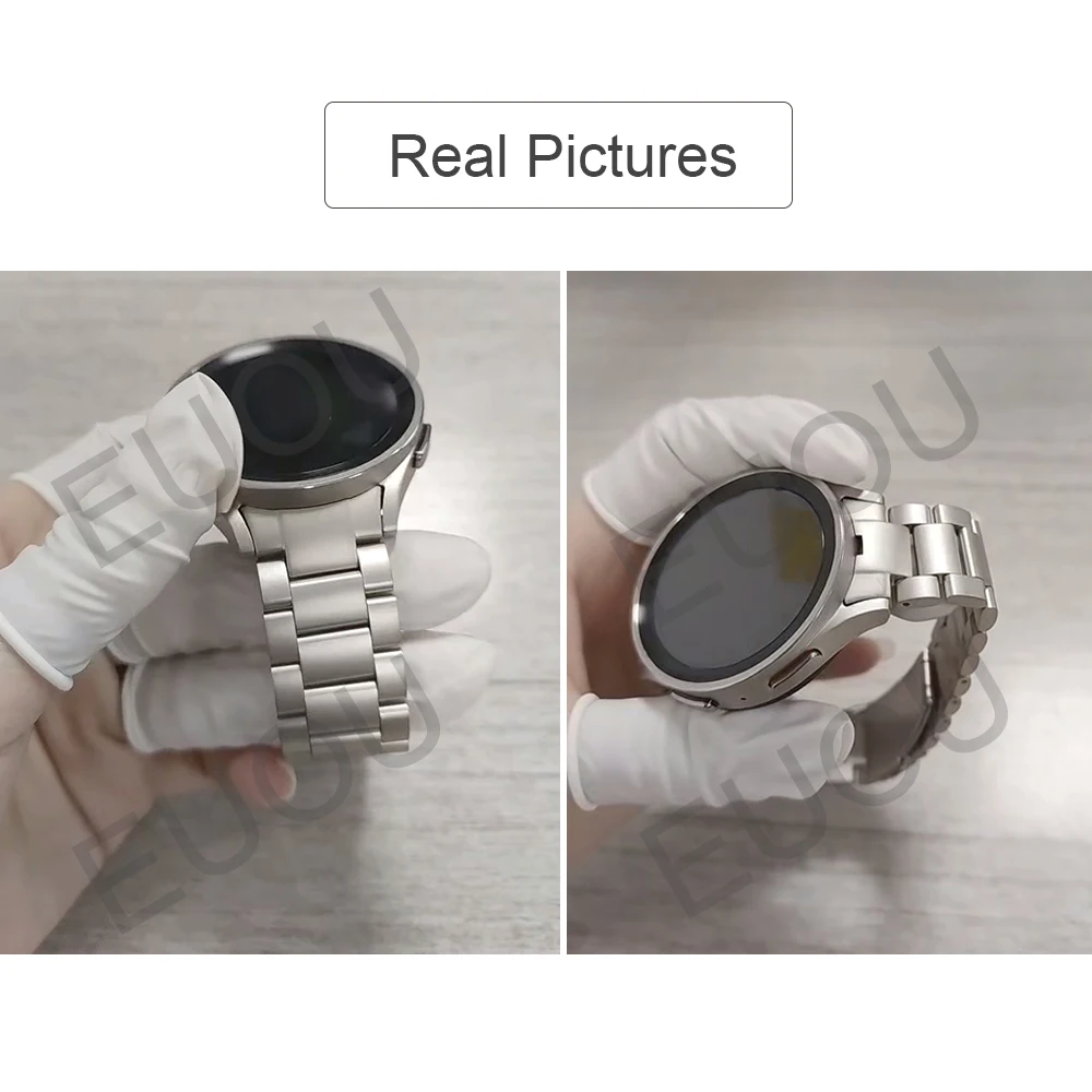 No Gaps Stainless Steel Band For Samsung Galaxy Watch 5 Pro 45mm Metal Strap (Titanium Gray) 44mm 40/4 Classic 46mm 42 Bracelet