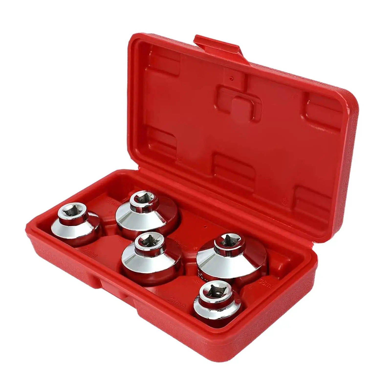 

5x Auto Oil Filter Caps Wrench Socket Set 6 Point Low Profile 3/8" Steel Remover and Installer for Audi for Fiat for GM for Kia