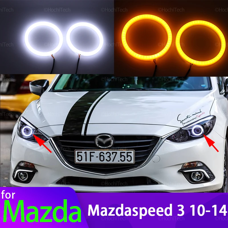 

for Mazda 3 Mazdaspeed 3 2010-2017 Car Accessories 6000K White SMD Cotton Light LED Angel Eye Halo Ring Kit, 2 Years Wattanty