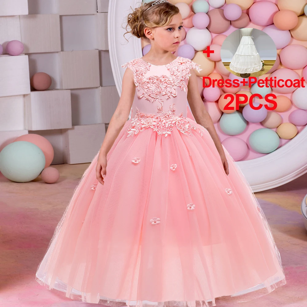 

New Lace Flower Girl Dress Elegant Evening Dress Girls Kids Wedding Party Ball Dresses Kids Birthday Princess Dress