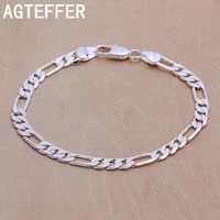 agteffer wedding nice sift 925 sterling silver 6mm figaro chain men women jewelry fashion beautiful bracelet free shipping