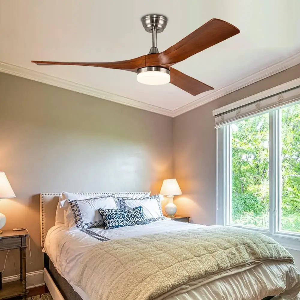 

Ceiling Fan with Light Remote Control, 3 Wood Blades with Reversible, Indoor Outdoor with 6 Speed DC Motor, Led Ceiling Fan Deco