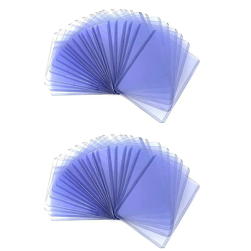 

100Pcs Holder Toploaders And Clear Sleeves For Collectible Trading Basketball Sports Cards 35PT Rigid Plastic