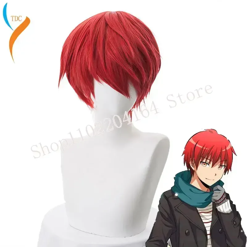 .Убийство Classroom Karma Akabane / Akashi Seijuro Sasori Короткий пламенный красный парик для косплея