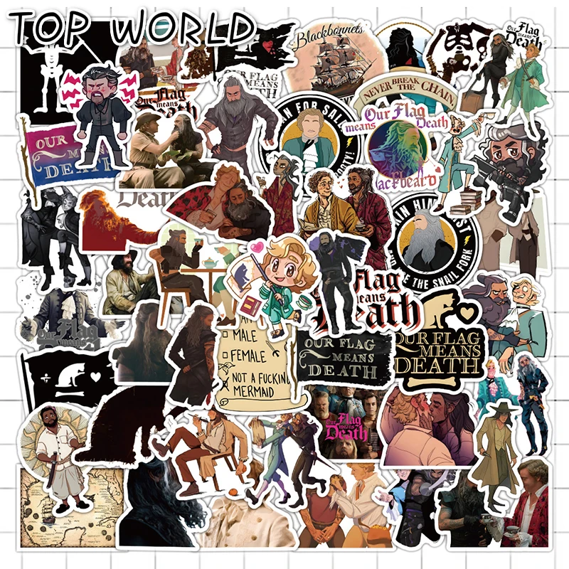 

10/50Pcs/set Our Flag Means Death Cartoon Tv Show Graffiti Stickers For Laptop Phone Luggage Skateboard Kids DIY Helmet