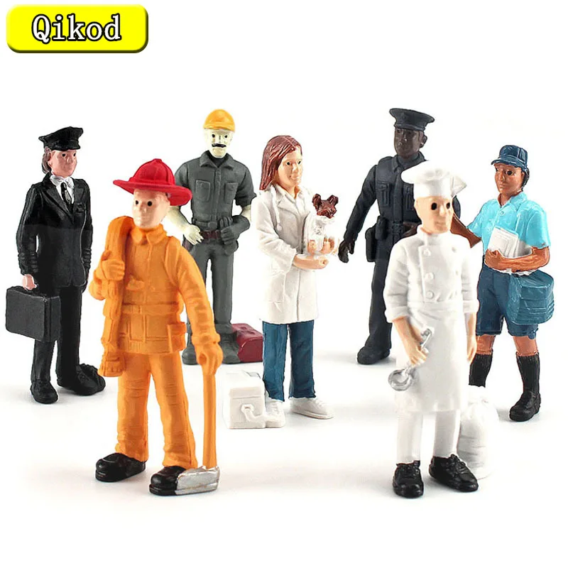 

Simulation Figure Figurines City Series Bakers Postman Pilot Diver Animals Model PVC Action Figure Educational Toys for Children
