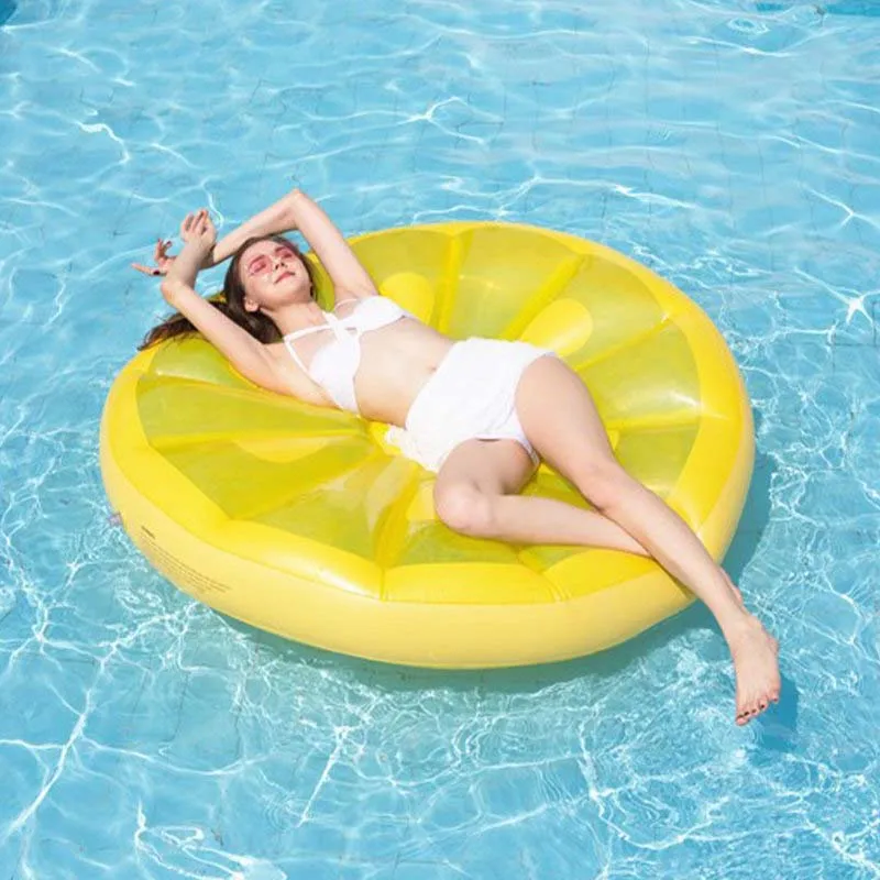 

2023 Summer Inflatable Round Lemonade Floating Row Large Beach Swimming Pool Party Adults Oversize Chair Seat Air Cushion