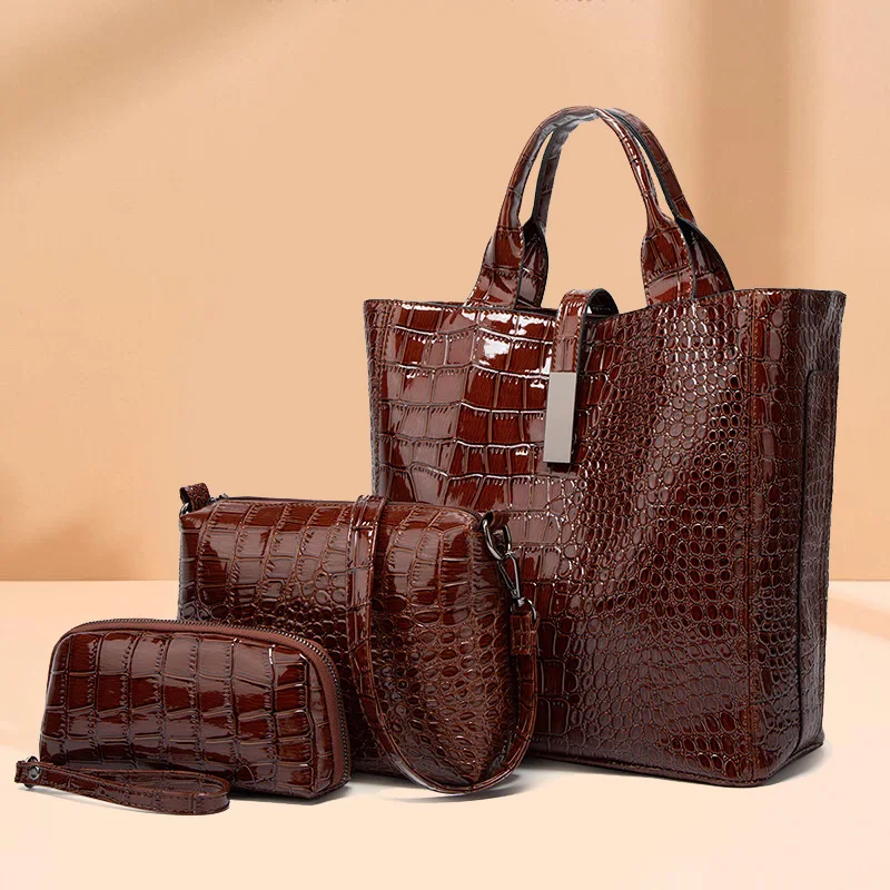 

Crocodile Pattern 3 Piece Set Composite Handbag High Quality PU Leather Shoulder Bags for Women Ladies Fashion Crossbody bag