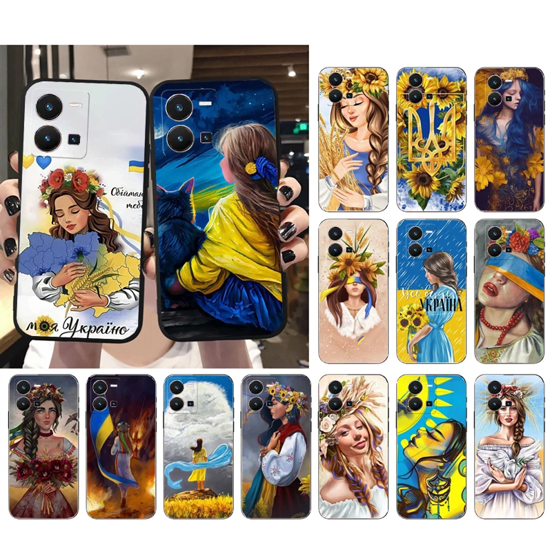 

Phone Case For VIVO Y53S Y33S Y11S Y31 Y21 Y70 Y20 Y21S Y72 Y55 Y76 Y51 Y01 V23E V21 V23 V21E Ukraine Flag Girl Case