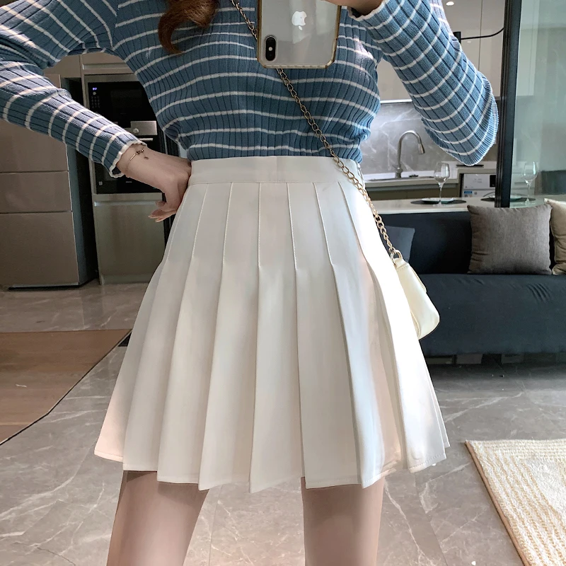 

Женская плиссированная мини-юбка с высокой талией, однотонная белая трапециевидная мини-юбка в стиле преппи, Y2k Skort JK, одежда на лето и весну