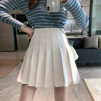 preppy style high waist solid pleated mini skirt women summer spring korean fashion cute white a line skirt y2k skort jk clothes