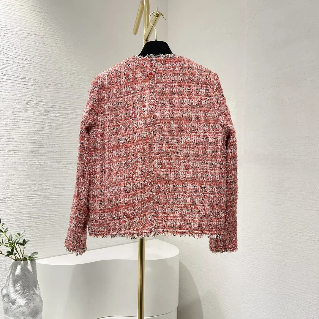 Твидовый пуховик на белом утином пуху зиму 2024 красная куртка с длинными рукавами