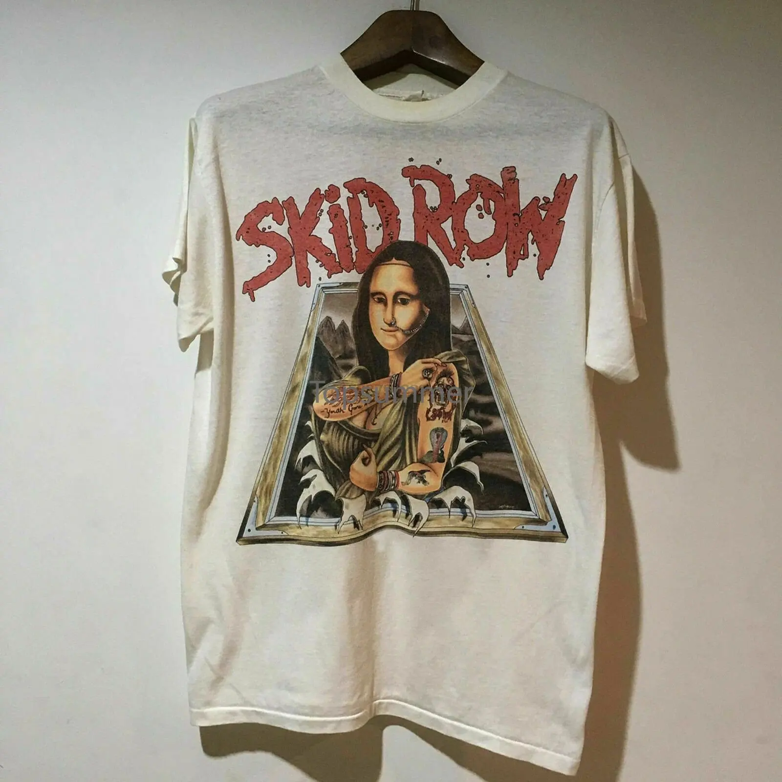 Vintage Skid Row Rock N Roll Reprint White T Shirt Size S-3Xl