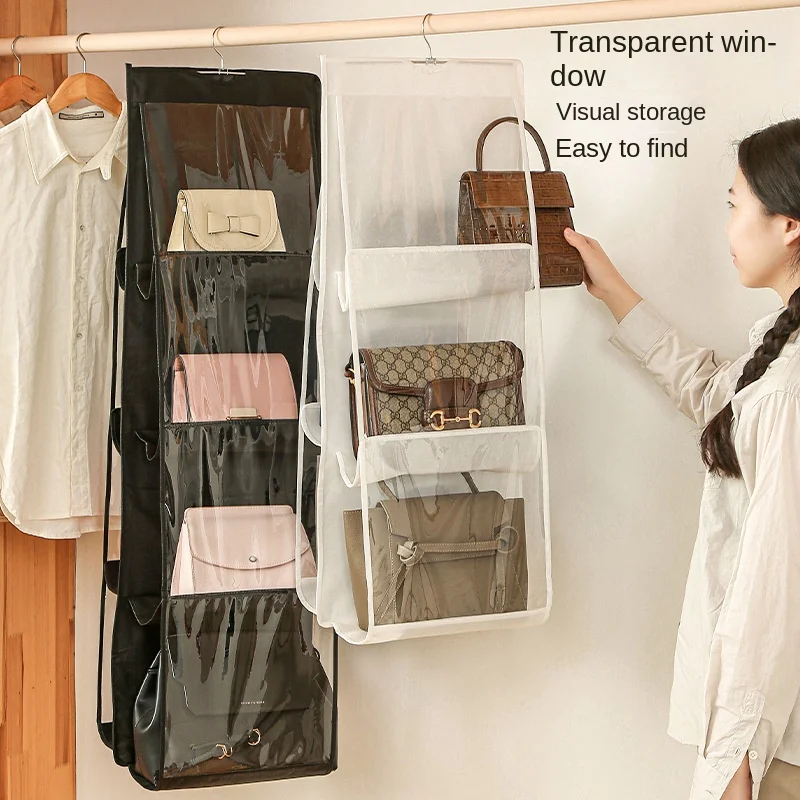 

Storage Hanging Bag Rotatable Hook 6/8 Compartment Storage Bag Closet Hanging Bag Storage Bag Household Dormitory Storage