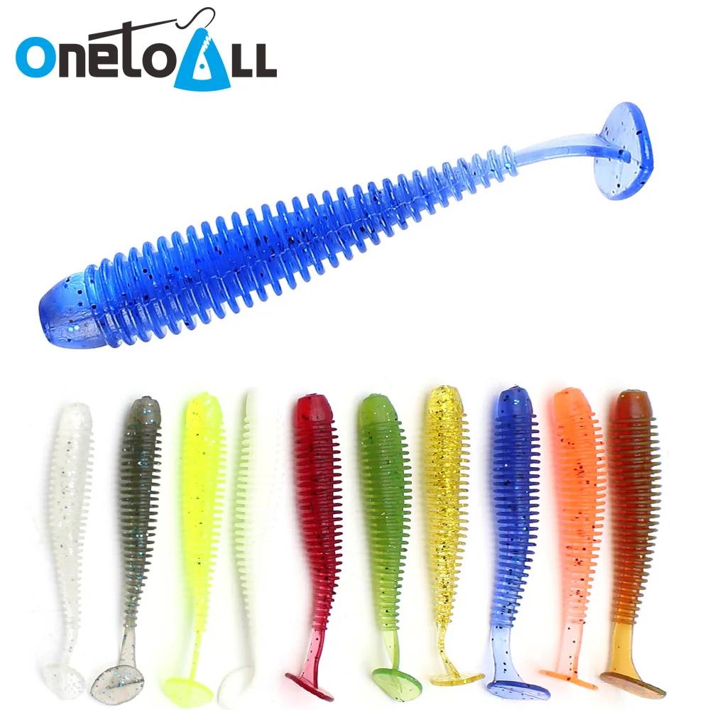 

OnetoAll 10 PCS 60mm 75mm Paddle Tail Worm Bait Fishing Grub Soft Lure Artificial Bass Jigging Wobbler Swing Sea Swimbait Tackle