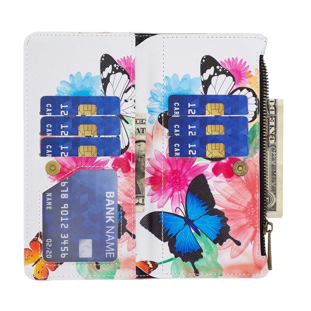 Zipper Multi-card Slot Flip Case for Samsung Galaxy M52 5G Leather Wallet Bags Cover on For Samsung M32 M02 M11 M10 Painted Capa
