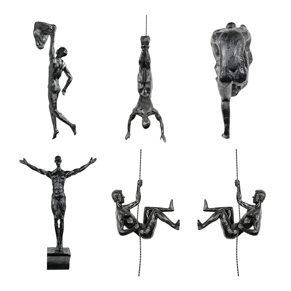 

6Pcs Rock Climbing Man Resin Statue Athlete Olympic Sports Figurine Figures Wall Hanging Sculpture Home Background Decoration