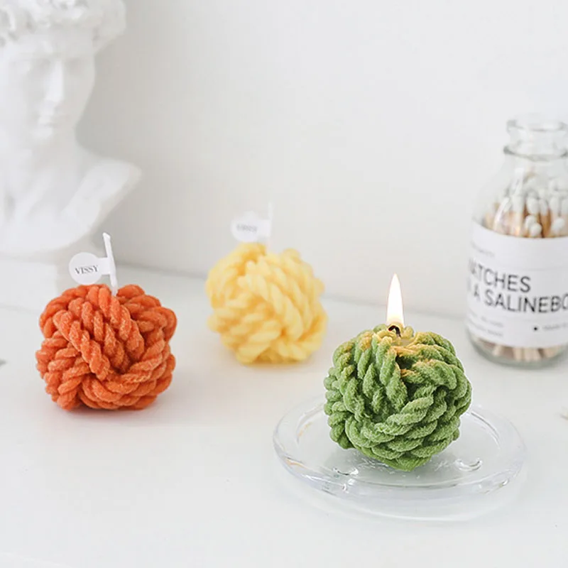 

Creative Handmade Wool Ball Candle Aromatherapy Candle Gift Box INS Photo Props Essential Oil Scented Candle Home Decoration