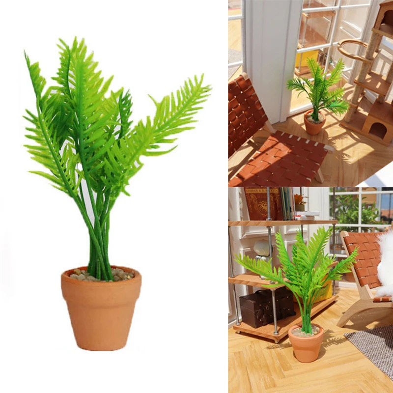 

1Set Dollhouse Miniature Simulation Bambusa Bamboo Fernleaf Hedge Bamboo Flower Pot Ornament Model DIY Dolls Home Garden Decor