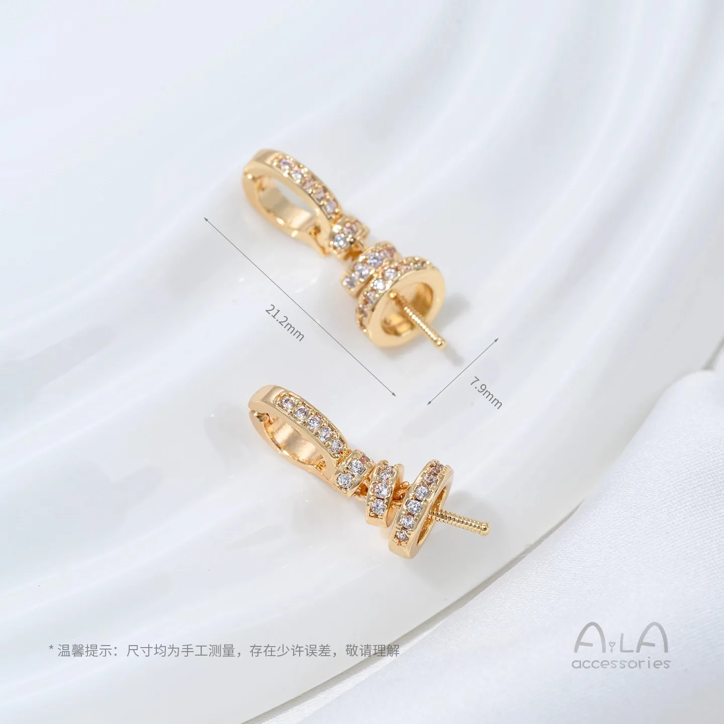 Фото Позолоченная 14K золотом трехслойная подвеска-держатель с цирконами, многофункциональная, пустая, для самостоятельного изготовления украшений, с креплением «овечий глаз» №5