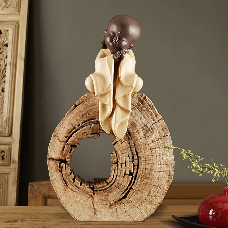 

Little Mile new Chinese ornaments living room TV cabinet porch wine cabinet home decoration Zen camphor wood fragrance gift