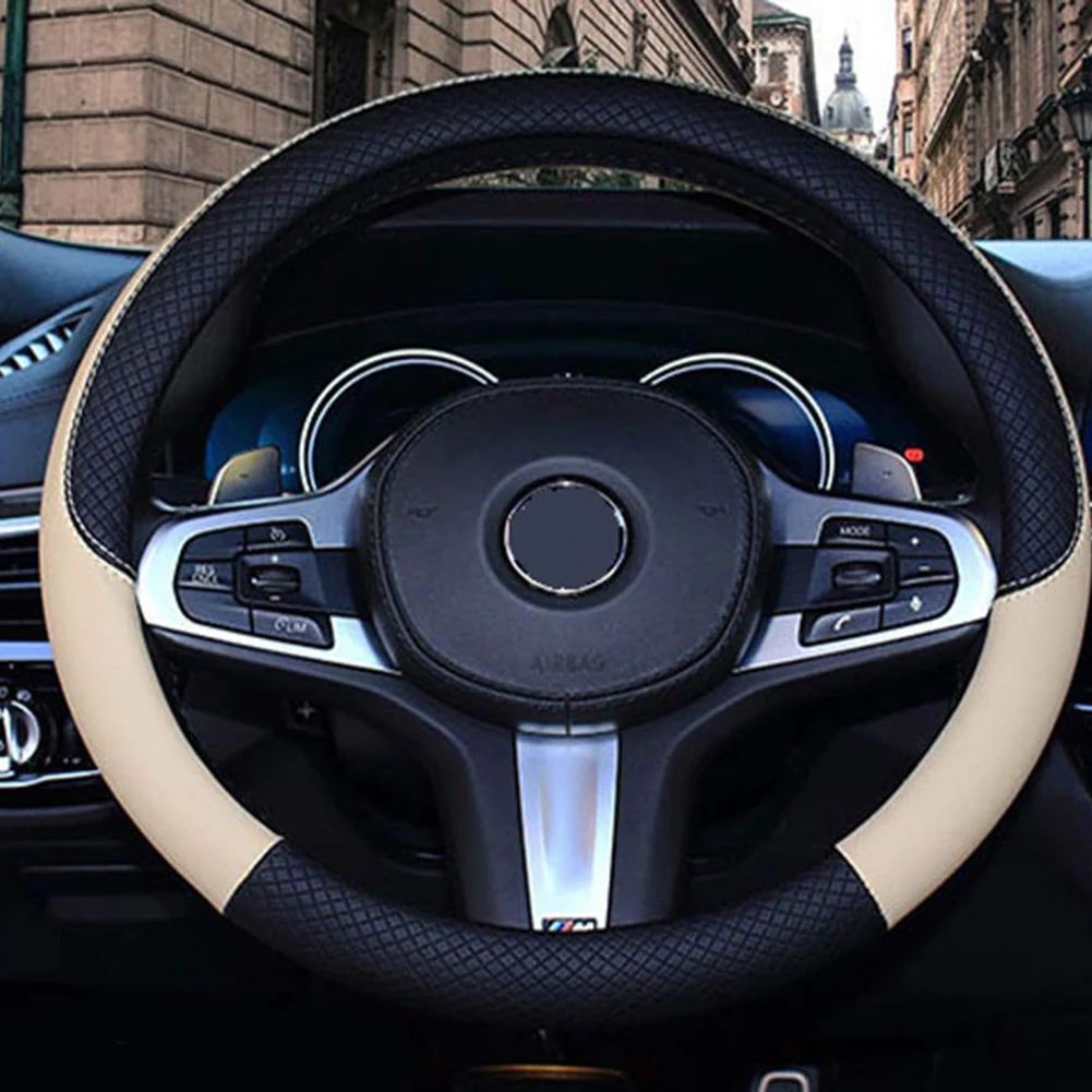 

1x автомобильные аксессуары 15 дюймов/38 см, полная защита, повышенная безопасность, кожаный руль из микрофибры, универсальный новый бренд