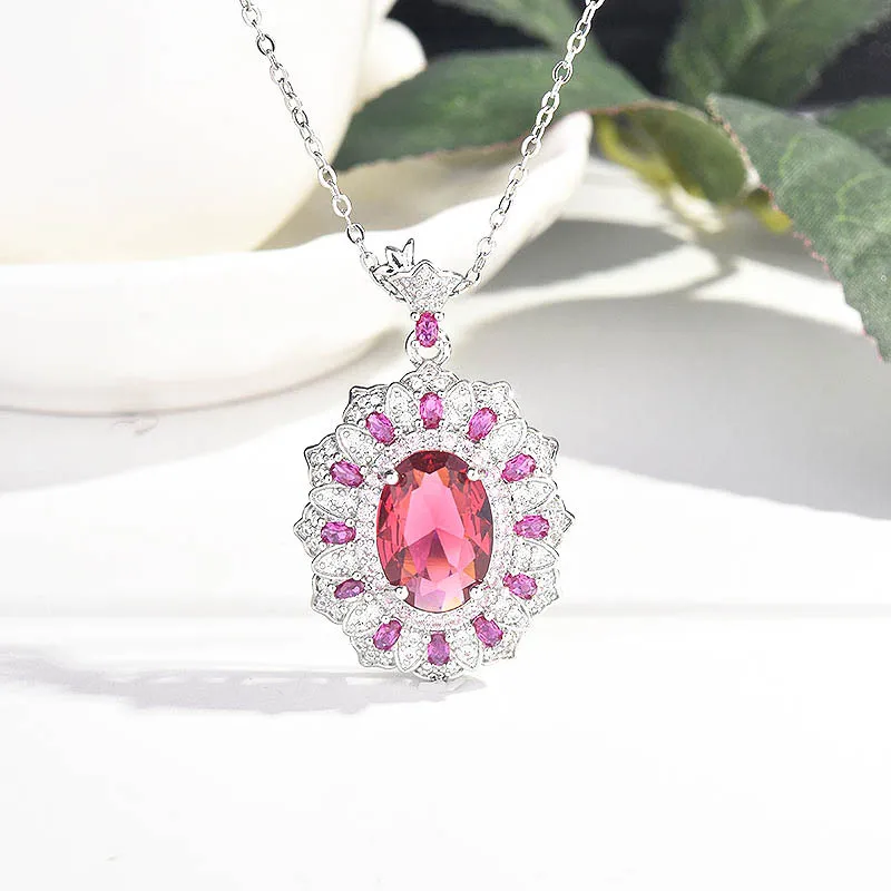 

Ruby Necklaces For Women Silver Aesthetic Luxury Jewelry Cool Pendant Necklaces Vintage Cute Fasion Jewellery