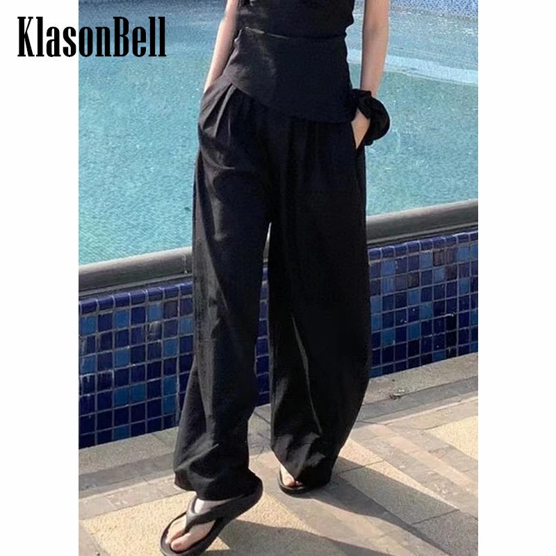 6.10 KlasonBell Fashion Pleated Loose Wide Leg Pants Women