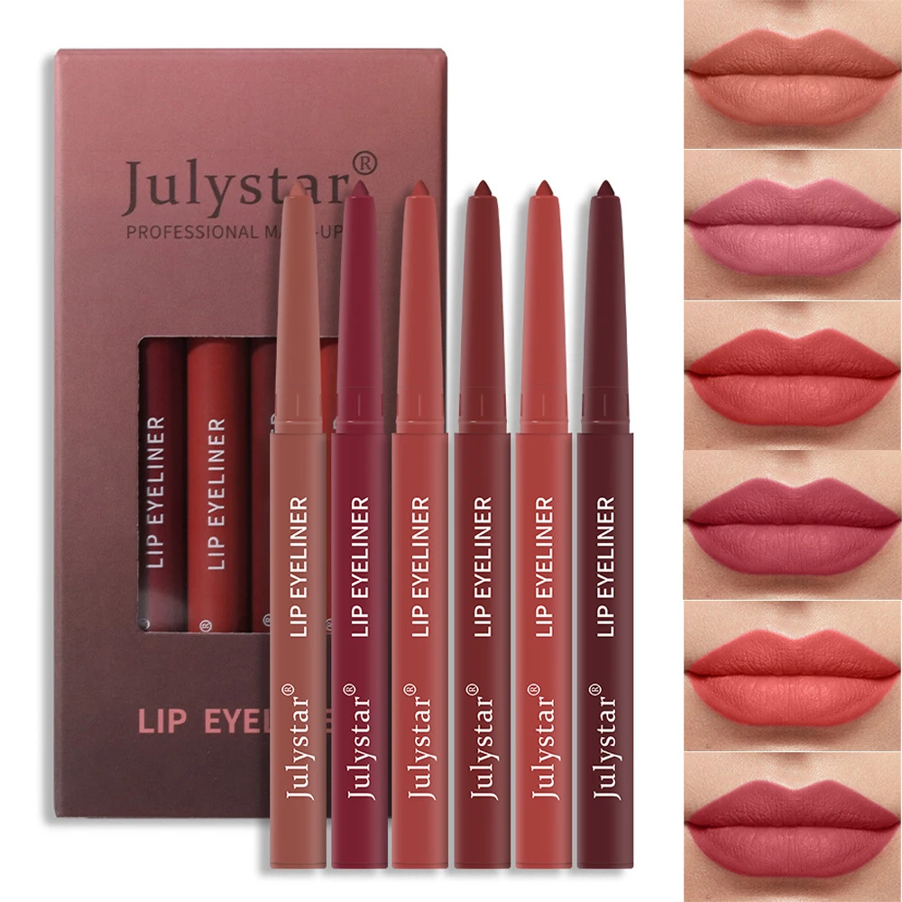 

Набор матовых помад-карандашей для женщин, стойкая водостойкая Увлажняющая помада, подводка для губ, 6 цветов