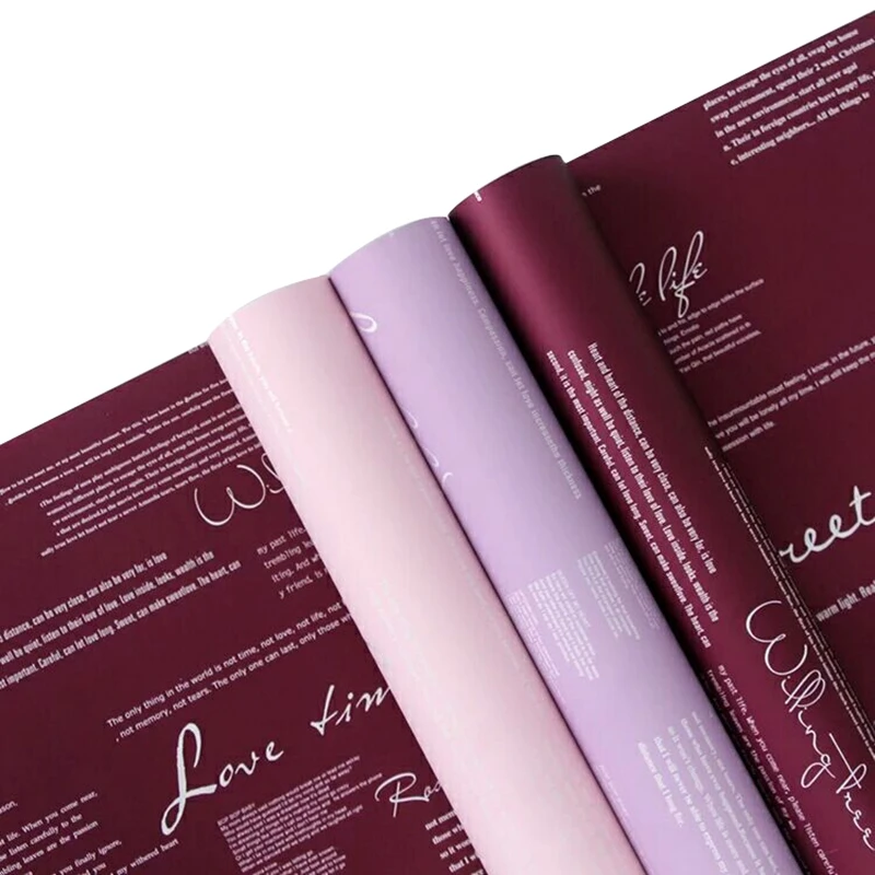 

New English Flower Wrapping Paper Two-color Double-sided Korean Wrapping Paper Thickened Floral Bouquet 58cmX58cm 20pcs