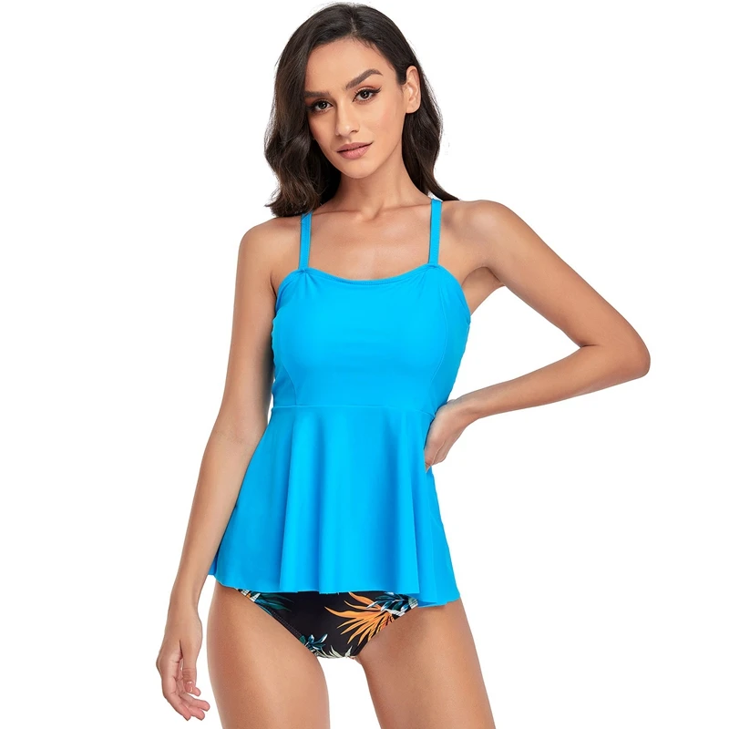 

Skirt Women's Swimsuit Lotus Leaf Large Beach Swimsuit Blue