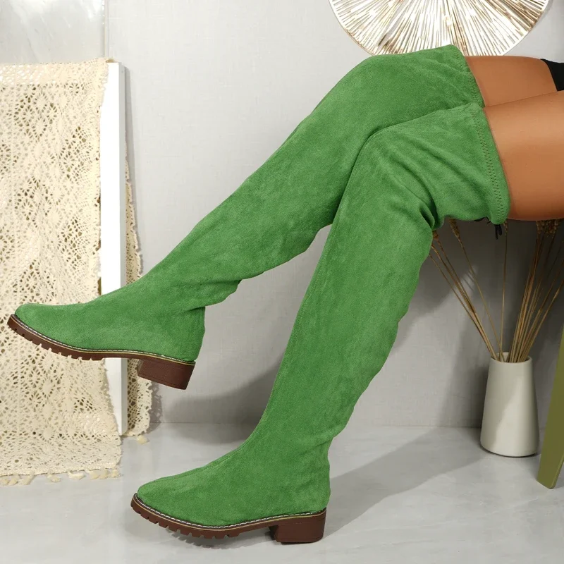 2024. Зимние женские сапоги выше колена. Женские эластичные сапоги.