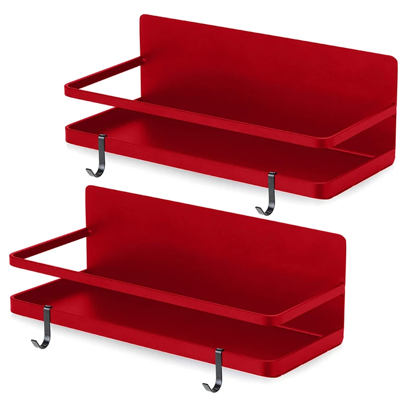

2 Pack - Magnetic Spice Rack, Fridge Organizer Shelf, Side Wall Refrigerator Storage For Spices, Utensils Or Plates