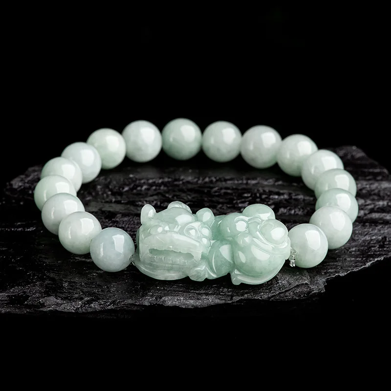 

Jia Le/Carved-Hand/Natural Green Bead Pi Xiu Bracelet Elastic Beaded Fashion Men Women Fine Jewelry Bracelet Accessories Gifts