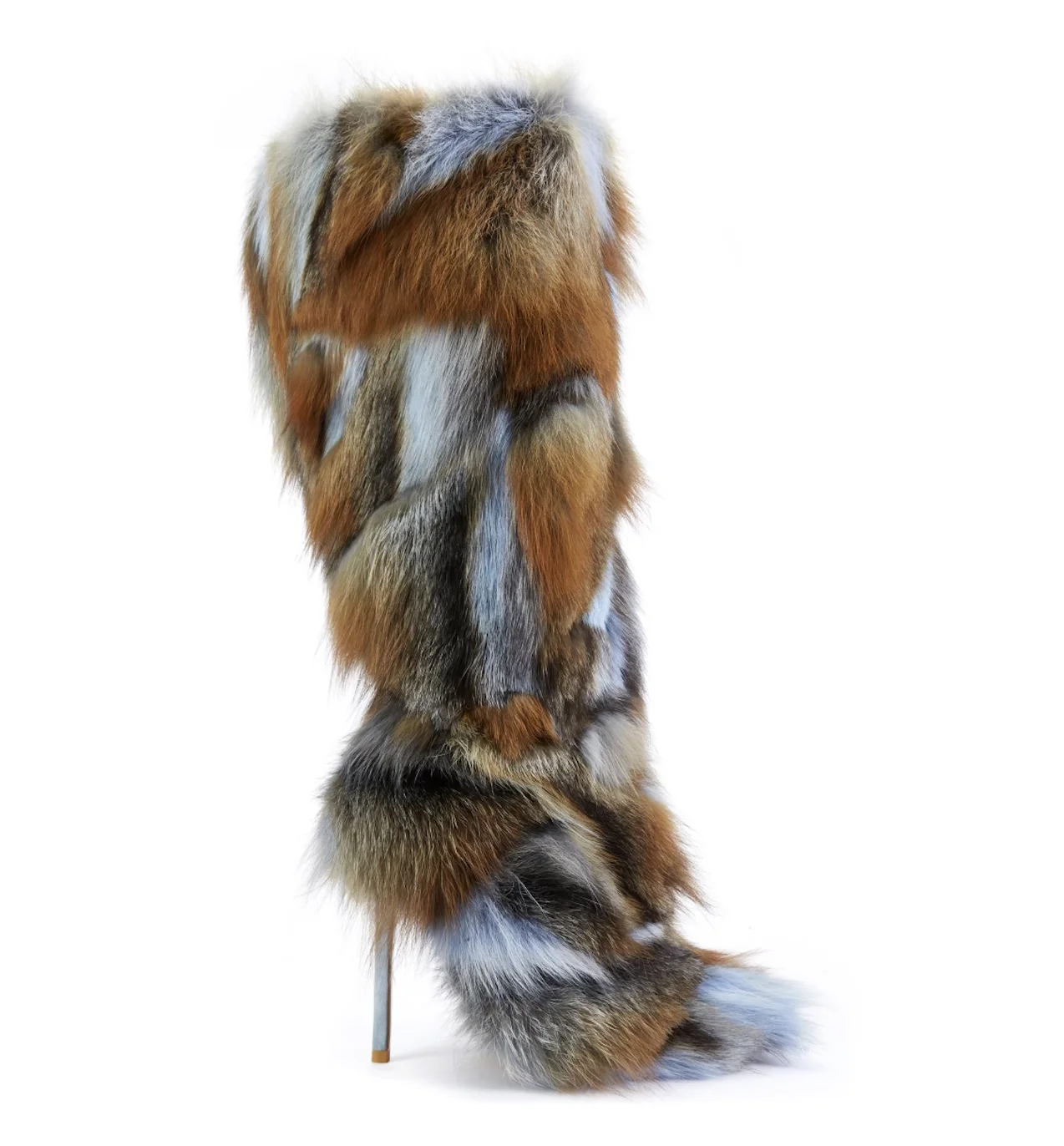 Женские зимние сапоги на каблуке с пушистым мехом цвета в ассортименте