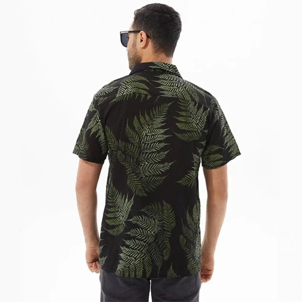 

Модная быстросохнущая пляжная рубашка в молодежном стиле с принтом листьев, гавайская Мужская рубашка, кардиган, повседневная одежда