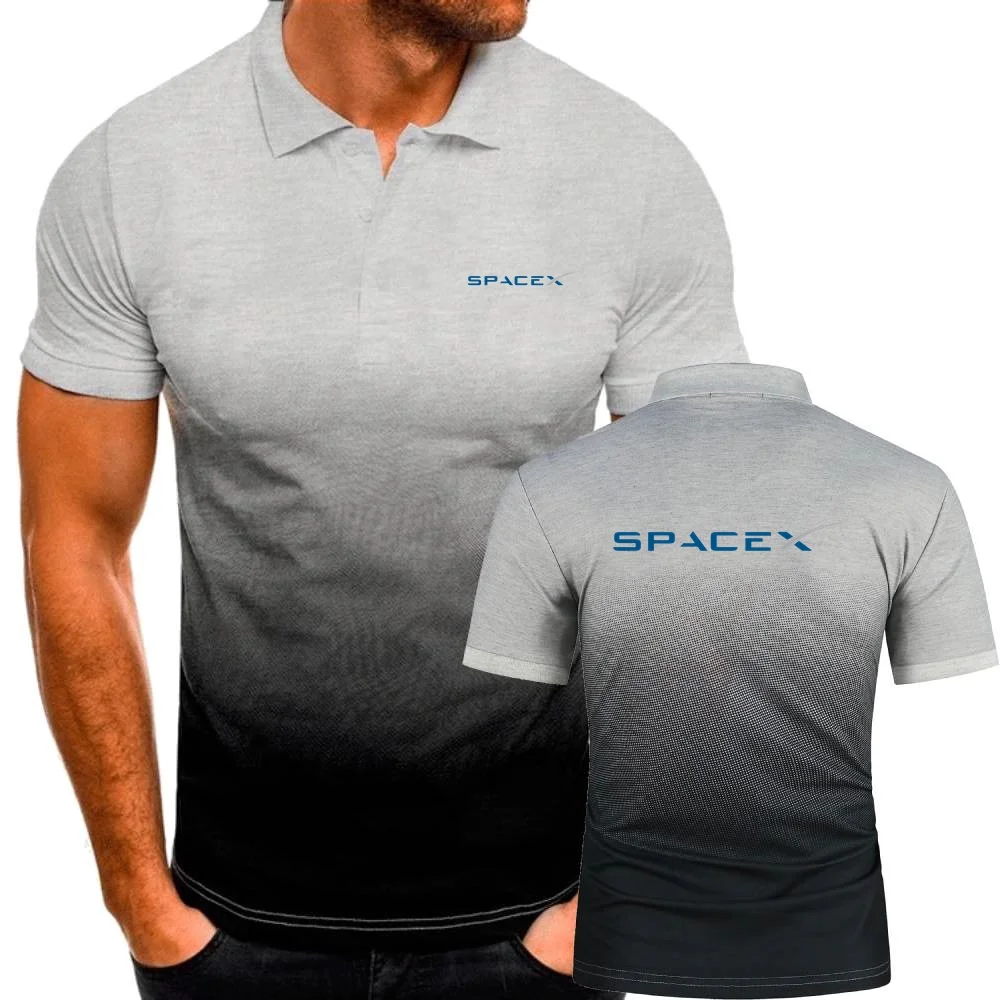 Мужские поло в стиле милитари футболки-поло контрастной расцветки SpaceX футболки