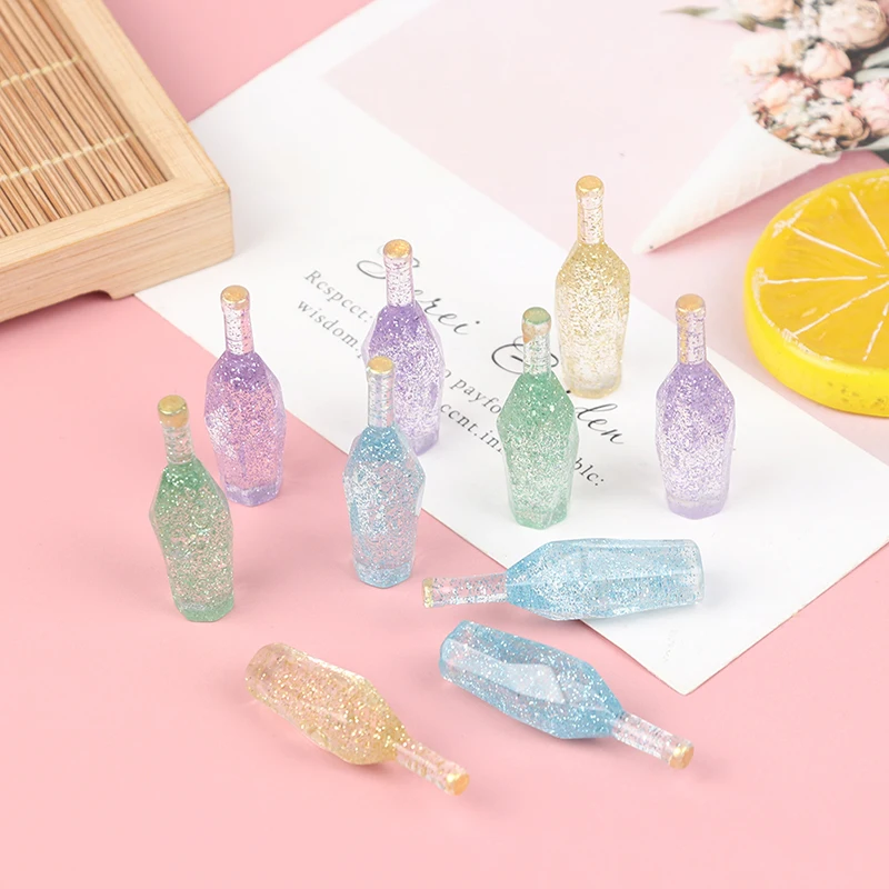 

10Pcs 1/12 Simulation Drinks Red Wine Bottles Model Toys Set For Doll House Decoration Dollhouse Kitchen Food Toys Accessories