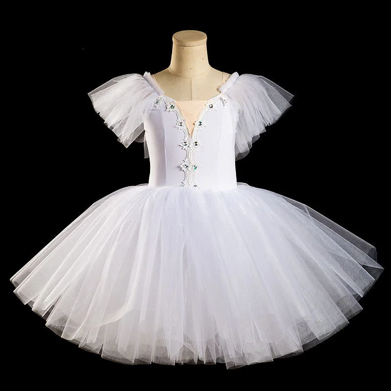 

2022 New Romantic Ballet Tutu Dress wings Ballerina Dress giselle Women White Fairy Professional Ballet Long Tutu With Wings