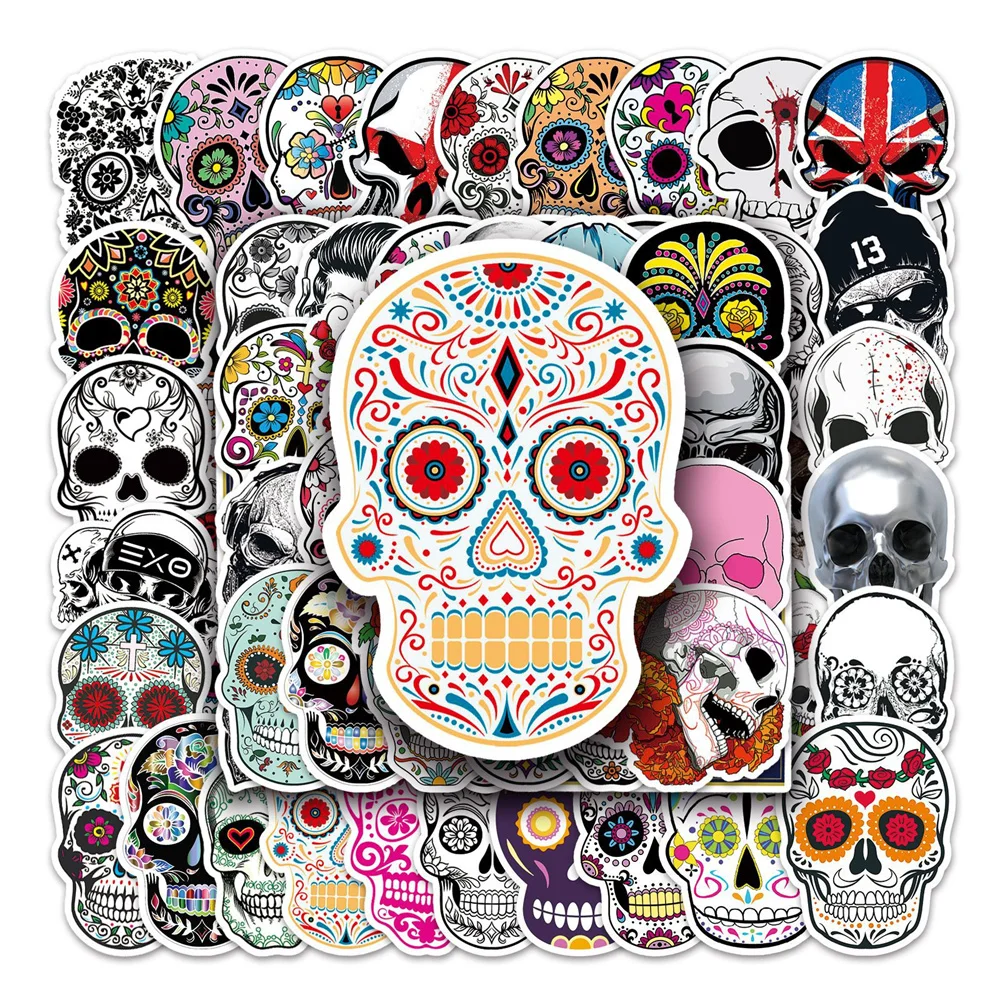 

10/30/50PCS New DIY Skull Cartoon Personality Creative Computer Luggage Table Car Chair Decoration Waterproof Sticker Wholesale