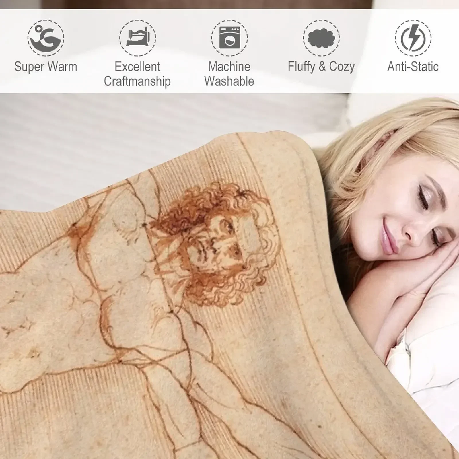 Витрувианский человек от Леонардо да Винчи (1490) пледы термобелье для путешествий