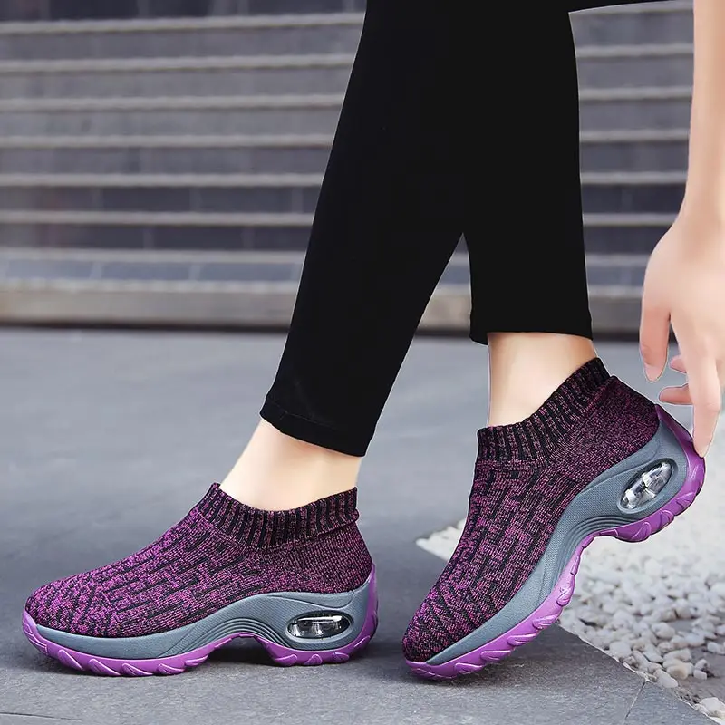 

Носки без шнуровки, черные беговые кроссовки для женщин, летняя женская спортивная теннисная обувь, беговые высокие женские кроссовки, женс...