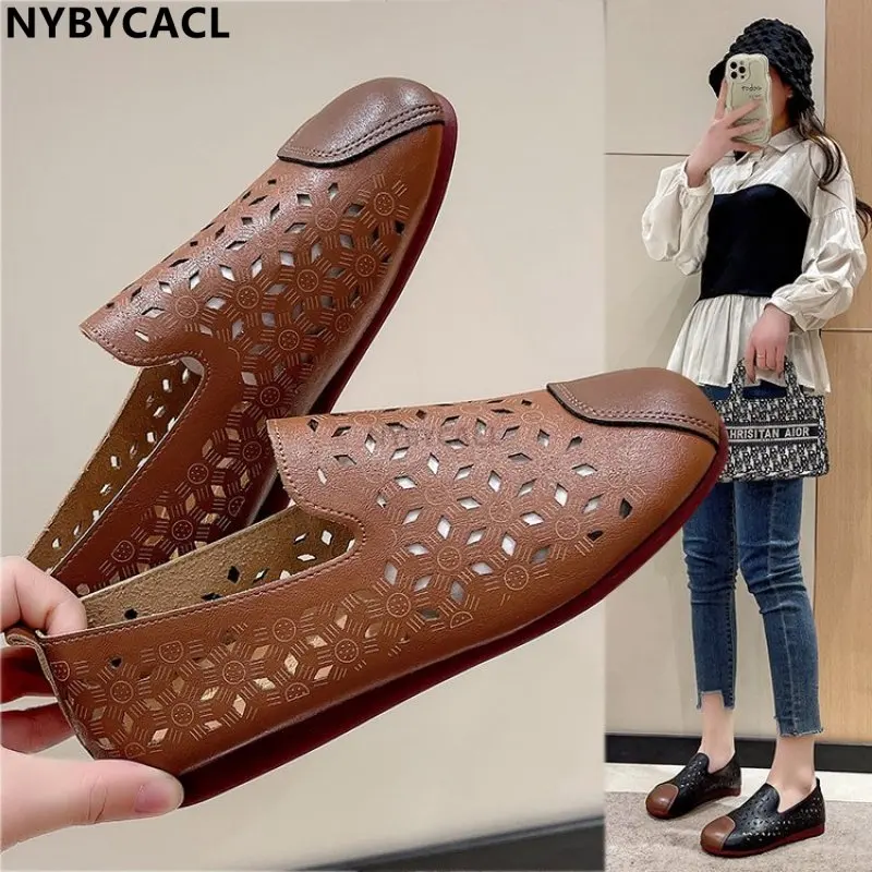 

Spring Autumn Designer Shoes Women's Buckle Dec Ballet Flats Slip-on Shoes Woman Leather Moccasins Mom Flat Driving Loafers Lady