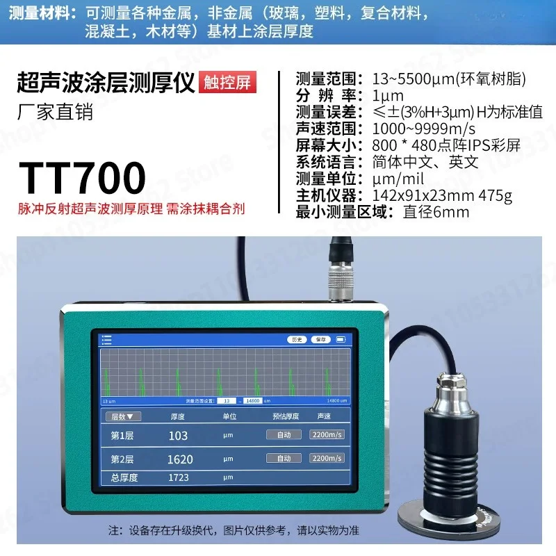 Фото Измеритель толщины покрытий раздельного типа EC770 TT700: высокоточный прибор для измерения толщины краски, огнезащитных покрытий и слоев оцинкованной стали №3