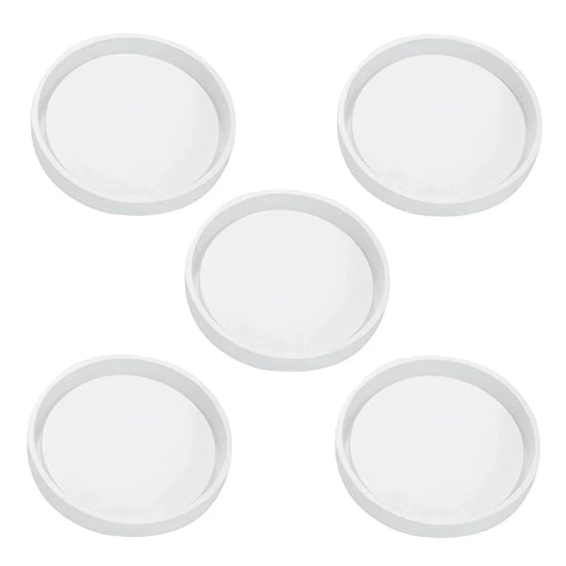 

5 Pack Big Diy Round Coaster Silicone Mold, Diameter 3.15Inch/8cm, Molds for Casting with Resin, Cement