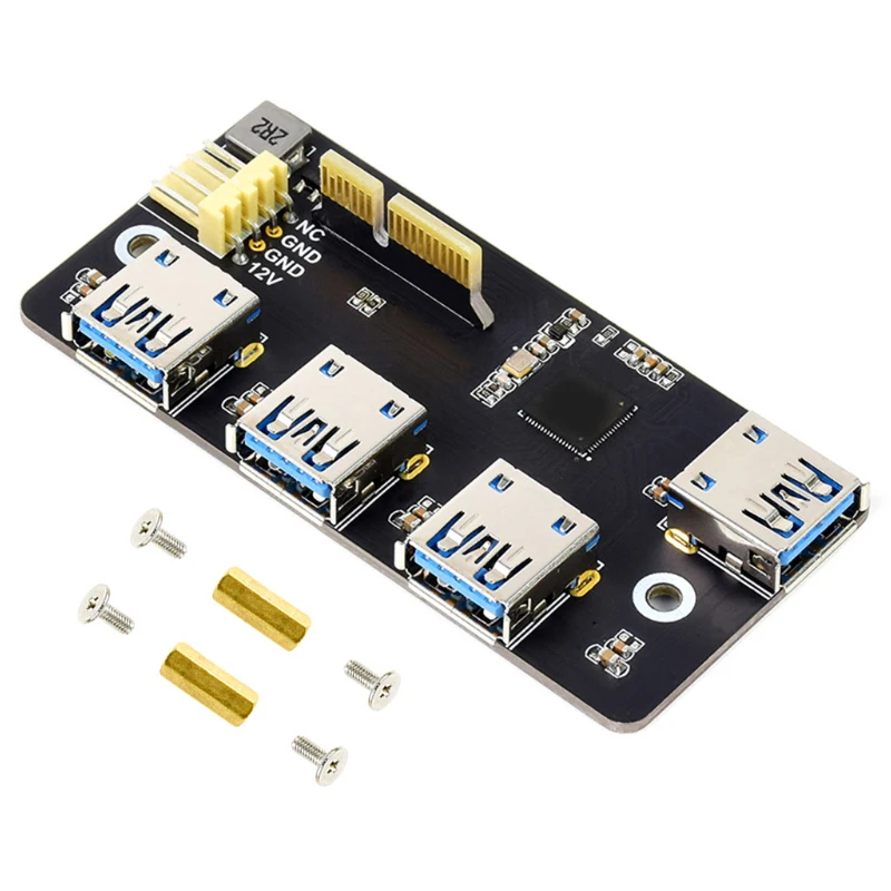 

PCI-E к USB 3,2 Gen1 адаптер предназначен для компьютера Raspberry Pi 4 плата ввода-вывода CM4 4x высокоскоростные USB порты Плата расширения