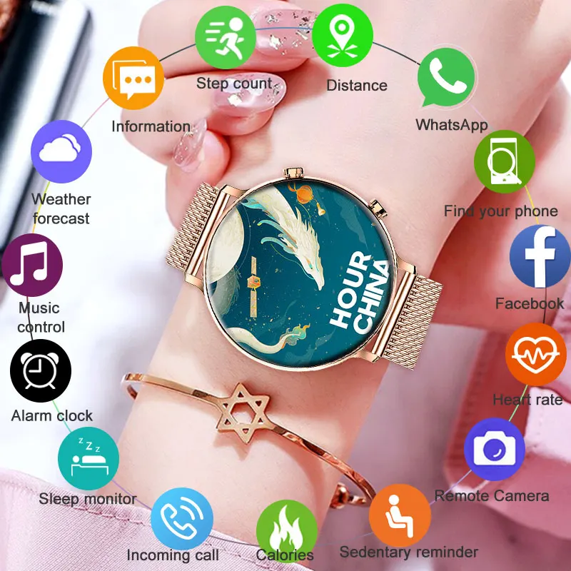 

New Bluetooth Call Smart Watch Women Custom Dial Watches Ladies Heart Rate ECG Smartwatch Sport Fitness Tracker For Android IOS