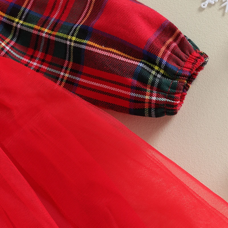 

Комплект из 2 предметов для маленьких девочек, платье принцессы с длинным рукавом и клетчатым принтом и повязка на голову, милая одежда