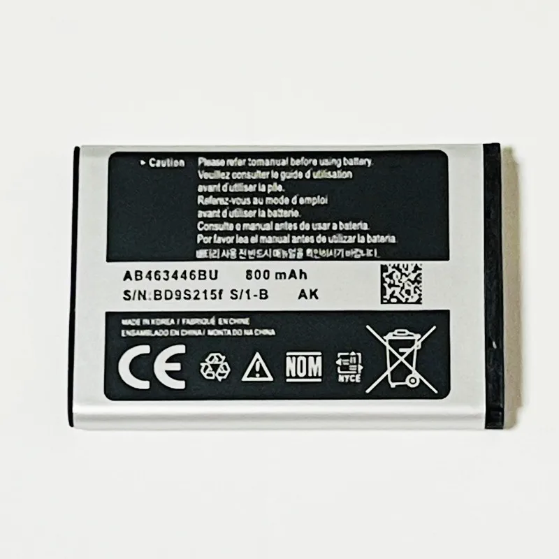 Аккумулятор AB463446BU для Samsung B108 B189 B289 B308 B309 B508 B528 C120 C128 C130 C158 C160 C168 C188 C258 C268 C270 800 мАч